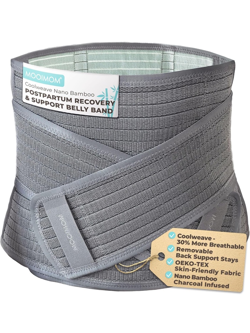 Mooimom Postpartum Recovery & Support Belly Band - Gray